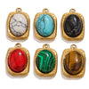 Wholesale Stainless Steel Oval Turquoise Pendant Maillard Style Personality Jewelry Pendant With Electroplating