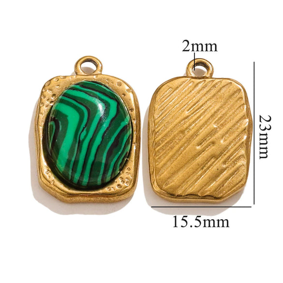 Wholesale Stainless Steel Oval Turquoise Pendant Maillard Style Personality Jewelry Pendant With Electroplating