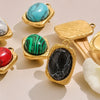 Wholesale Stainless Steel Oval Turquoise Pendant Maillard Style Personality Jewelry Pendant With Electroplating