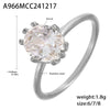 Wholesale 316L Stainless Steel Oval Zircon Ring With Geometric Pattern And Electroplating Treatment Light Luxury Style For Women