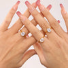 Wholesale 316L Stainless Steel Oval Zircon Ring With Geometric Pattern And Electroplating Treatment Light Luxury Style For Women