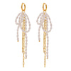 Wholesale Stainless Steel Pearl Bow Tassel Earrings With 18K Gold Electroplating Quiet Design And Elegant Temperament