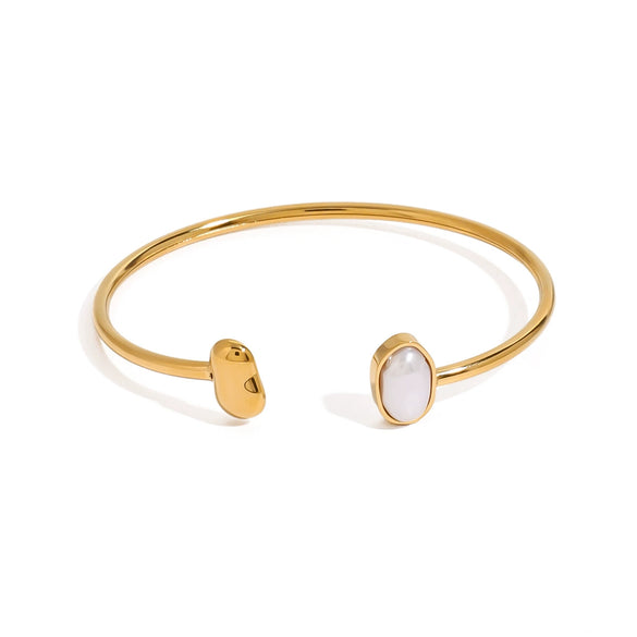 Wholesale Stainless Steel Pearl Bracelet With Geometric Style And Electroplating