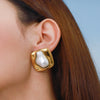 Wholesale Stainless Steel Pearl Earrings For Women With Geometric Pattern And Electroplating Treatment