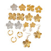 Wholesale Stainless Steel Pearl Earrings With Flower Design And Geometric Pattern Electroplated Titanium Steel Jewelry For Women
