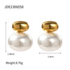 Wholesale Stainless Steel Pearl Earrings With Geometric Design And Electroplating For Women