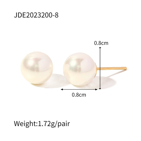 Wholesale Stainless Steel Pearl Earrings With Geometric Design And Electroplating For Women