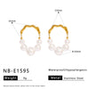 Wholesale Stainless Steel Pearl Earrings With Geometric Design And Vacuum Plating For Women Simple Splicing Niche Unique Ins Cool And Elegant
