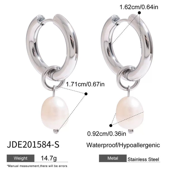 Wholesale Stainless Steel Pearl Geometric Earrings For Women Electroplated Minimalist Style