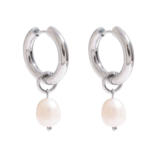 Wholesale Stainless Steel Pearl Geometric Earrings For Women Electroplated Minimalist Style