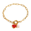 Wholesale Stainless Steel Pearl Heart Pendant Bracelet Electroplated Minimalist Women's Hand Jewelry