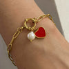 Wholesale Stainless Steel Pearl Heart Pendant Bracelet Electroplated Minimalist Women's Hand Jewelry