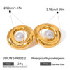 Wholesale Stainless Steel Pearl Hollow Smooth Geometric Earrings With Electroplating For Women