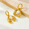 Wholesale Stainless Steel Pearl Horseshoe Design Goldplated Fashion Jewelry Earrings For Women
