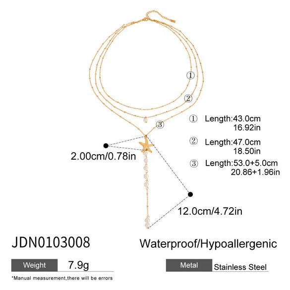 Wholesale Stainless Steel Pearl Necklace With Titanium Steel Starfish Accessories Electroplated Geometric Shaped For Women