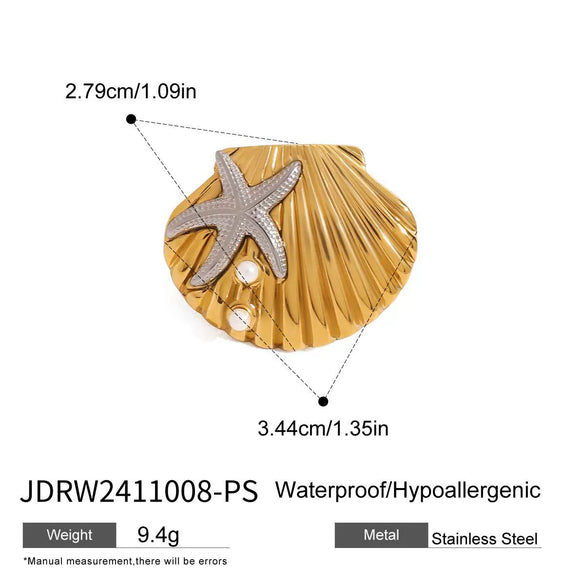 Wholesale Stainless Steel Pearl Ocean Ring With Geometric Design And Electroplating For Women