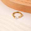 Wholesale Stainless Steel Pearl Open Irregular Geometric Ring For Women With Electroplating