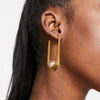 Wholesale Stainless Steel Pearl Ushaped Design Women's Earrings With Electroplating Treatment