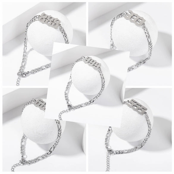 Wholesale Stainless Steel Pendant And Bracelet With Letters Numbers Text Stamping Style Unisex