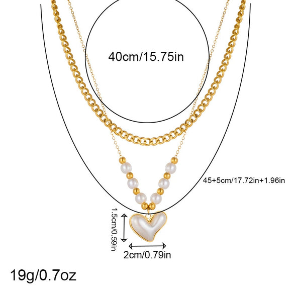 Wholesale Stainless Steel Pendant Necklace With Inlaid Pearl Love Cross Eyes Turquoise Retro Fashion Style Electroplated