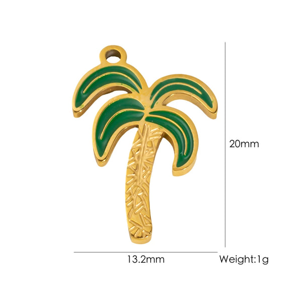 Wholesale Stainless Steel Pendant With Oil Dripping Coconut Tree Pattern Electroplated For Necklace And Bracelet