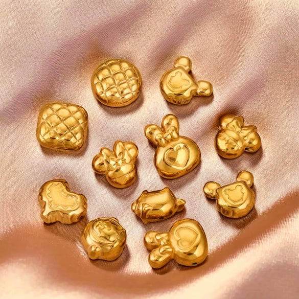 Wholesale Stainless Steel Perforated Round Baroque Style Totem Pattern 18K Gold Plated Spacer Beads For Diy Pendant Necklace And Bracelet Jewelry