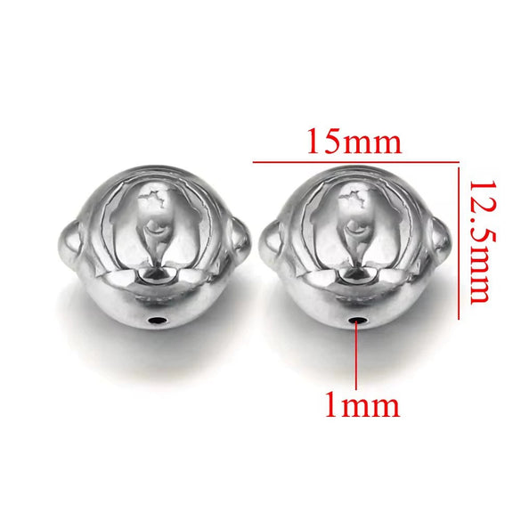 Wholesale Stainless Steel Perforated Round Baroque Style Totem Pattern 18K Gold Plated Spacer Beads For Diy Pendant Necklace And Bracelet Jewelry