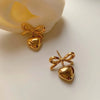 Wholesale Stainless Steel Personality Bowknot Heart Stud Earrings For Women