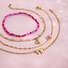 Wholesale Stainless Steel Pink Bow Love Geometric Bracelet For Women With Electroplating Light Luxury High End Hand Jewelry