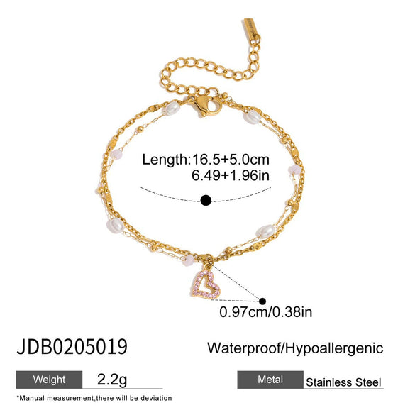 Wholesale Stainless Steel Pink Bow Love Geometric Bracelet For Women With Electroplating Light Luxury High End Hand Jewelry
