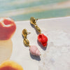 Wholesale Stainless Steel Pink Ceramic Conch Drop Shape Pendant Earrings With 18K Gold Electroplating For Women