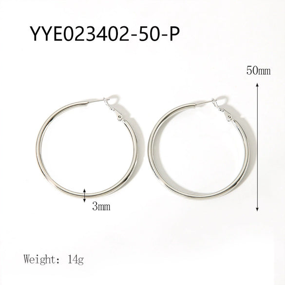 Wholesale Stainless Steel Plain Hoop Earrings For Women Geometric Style 18K Gold Plated Vacuum Real Gold Electroplated In Pvd Furnace