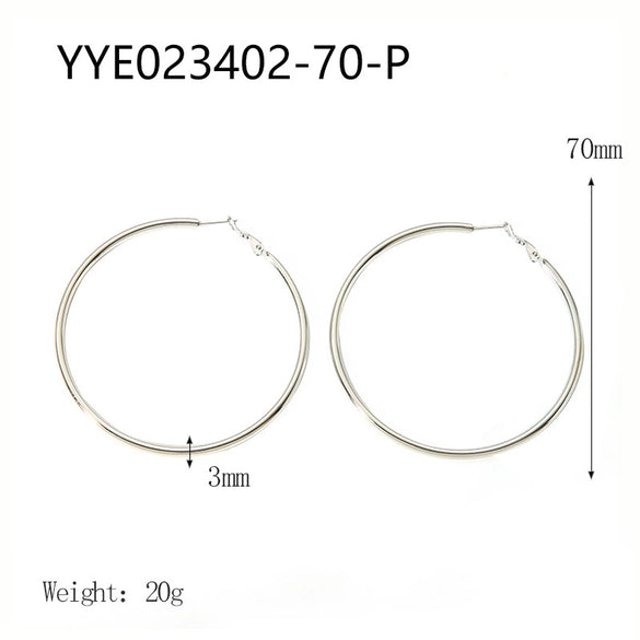 Wholesale Stainless Steel Plain Hoop Earrings For Women Geometric Style 18K Gold Plated Vacuum Real Gold Electroplated In Pvd Furnace