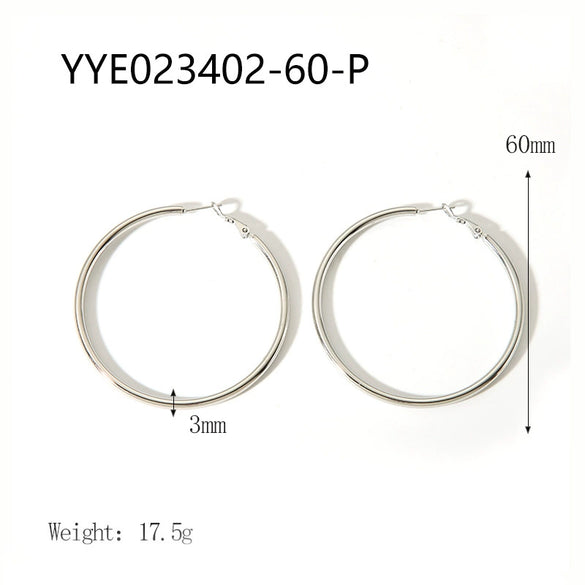 Wholesale Stainless Steel Plain Hoop Earrings For Women Geometric Style 18K Gold Plated Vacuum Real Gold Electroplated In Pvd Furnace