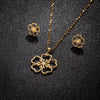 Wholesale Stainless Steel Plant Flower Palm Leaf Pendant Earrings Three Piece Set With Electroplating For Women Autumn And Winter 2024