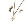 Wholesale Stainless Steel Plant Flower Palm Leaf Pendant Earrings Three Piece Set With Electroplating For Women Autumn And Winter 2024