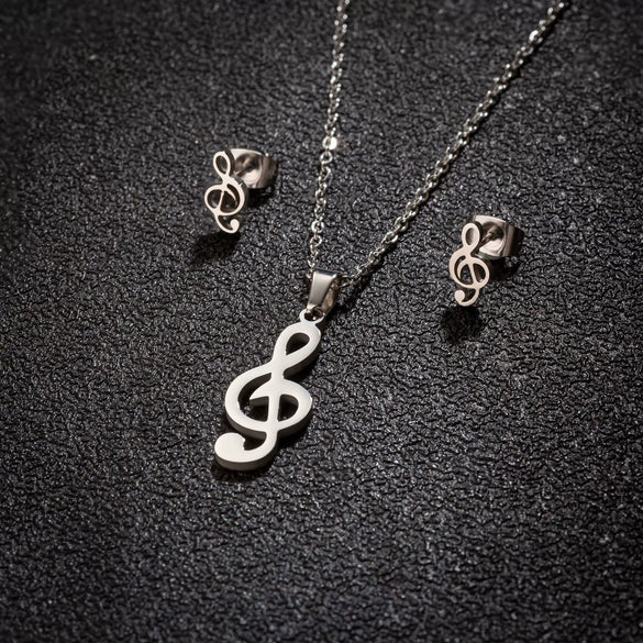 Wholesale Stainless Steel Plant Flower Palm Leaf Pendant Earrings Three Piece Set With Electroplating For Women Autumn And Winter 2024