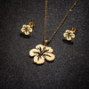 Wholesale Stainless Steel Plant Flower Palm Leaf Pendant Earrings Three Piece Set With Electroplating For Women Autumn And Winter 2024