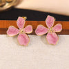 Wholesale Stainless Steel Plants And Flowers Dripping Oil Style Necklace And Earrings Set For Women