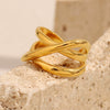 Wholesale Stainless Steel Plated 18K Gold Cross Line Fishbone Flower Crab Tortoise Open Ring With Geometric Shape And Electroplating For Women