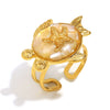Wholesale Stainless Steel Plated 18K Gold Cross Line Fishbone Flower Crab Tortoise Open Ring With Geometric Shape And Electroplating For Women