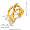 Wholesale Stainless Steel Plated 18K Gold Cross Line Fishbone Flower Crab Tortoise Open Ring With Geometric Shape And Electroplating For Women