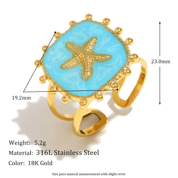 Wholesale Stainless Steel Plated 18K Gold Cross Line Fishbone Flower Crab Tortoise Open Ring With Geometric Shape And Electroplating For Women
