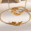 Wholesale Stainless Steel Plated 18K Gold Imitation Pearl Mermaid Pendant Necklace And Bracelet For Women With Geometric Design And Electroplating Process