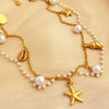 Wholesale Stainless Steel Plated 18K Gold Pearl Star U Shape Pendant Necklace With Vintage Style