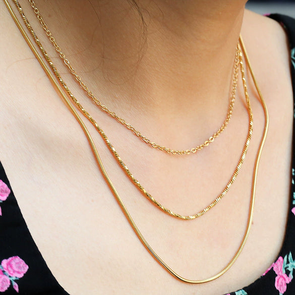 Wholesale Stainless Steel Plated U Shaped Stacked Women's Clavicle Necklace