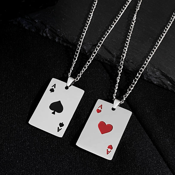 Wholesale Stainless Steel Playing Card Geometric Style Electroplated Unisex Necklace Pendant