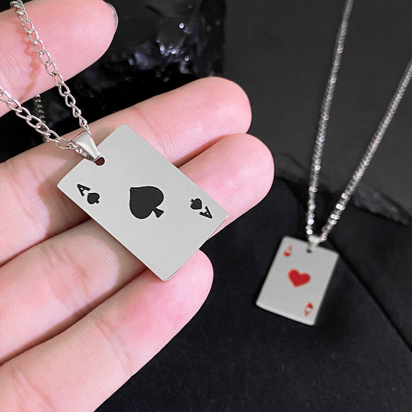 Wholesale Stainless Steel Playing Card Geometric Style Electroplated Unisex Necklace Pendant