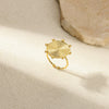 Wholesale Stainless Steel Pleated Geometric Glossy Ring With Sunflower Design And Electroplating