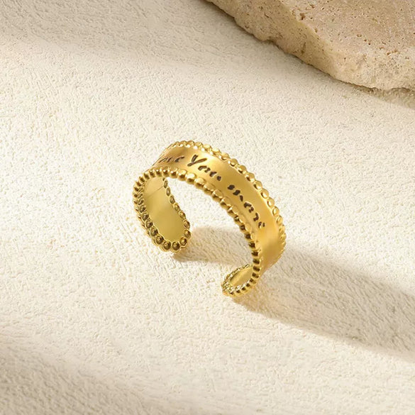 Wholesale Stainless Steel Pleated Geometric Glossy Ring With Sunflower Design And Electroplating